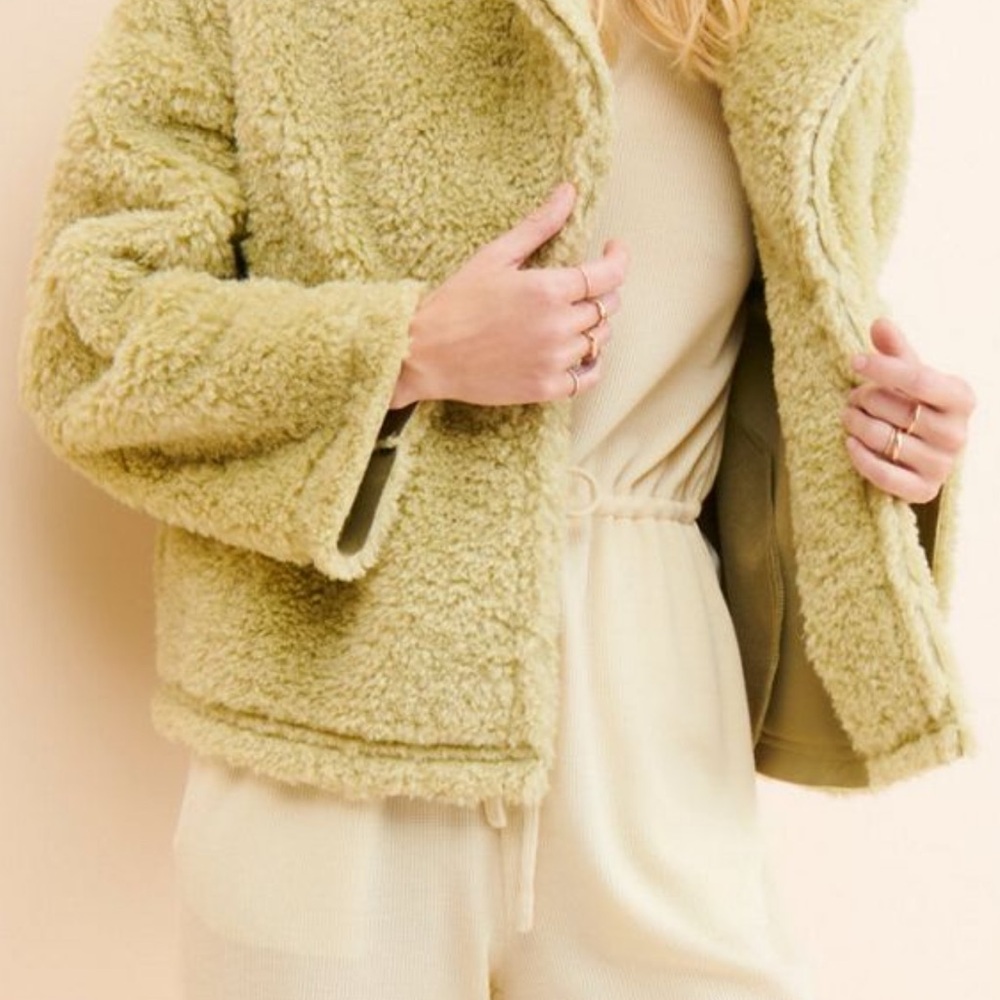 Moon River Light Green Teddy Jacket by Free People